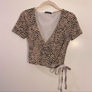 Brandy Melville cheetah print wrap top